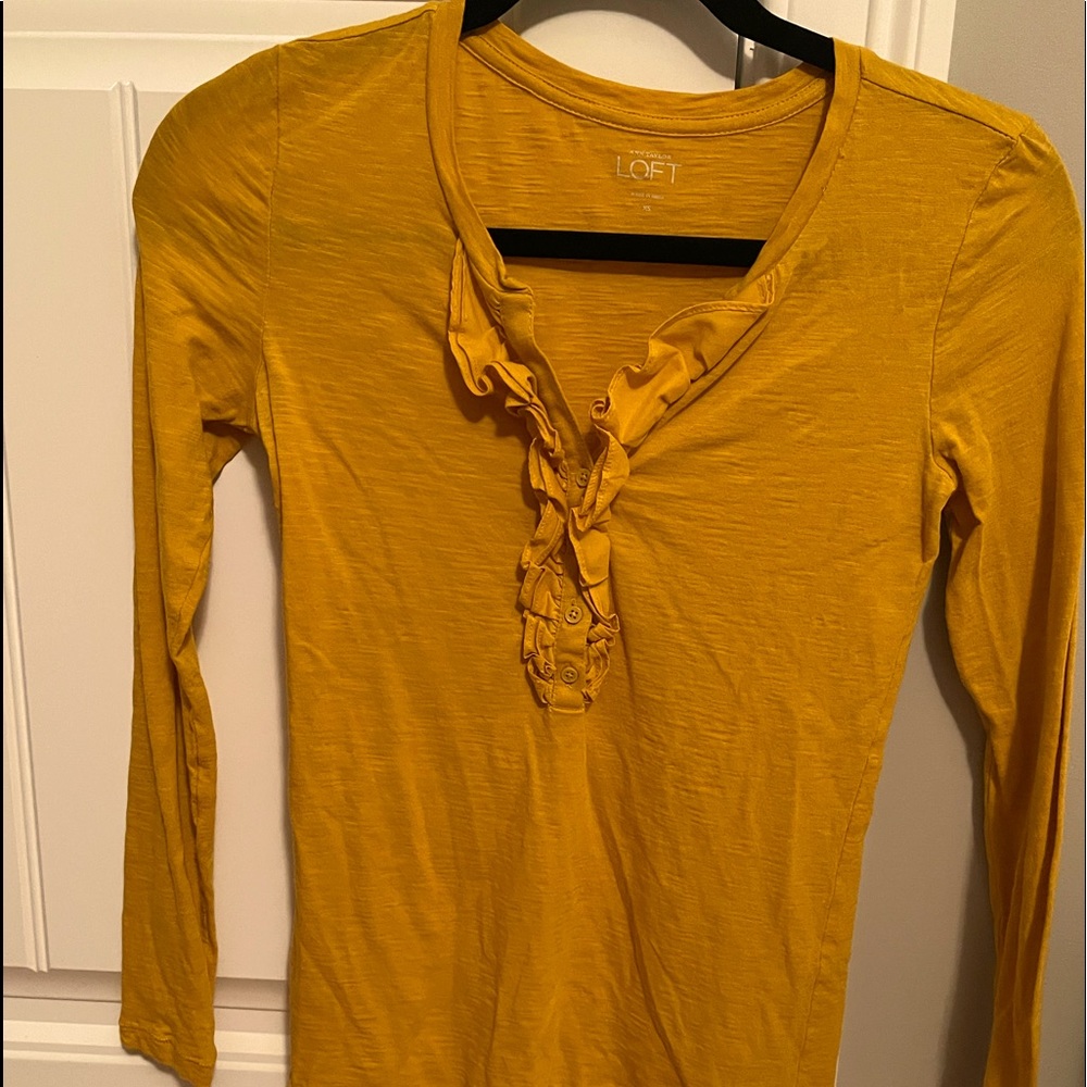 Loft ruffled 3/4 arm top